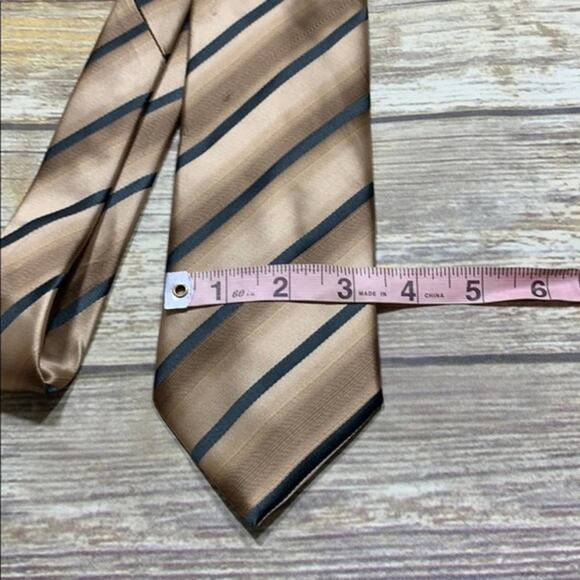 Stafford Essentials Tan/Brown Striped tie - Picture 4 of 5